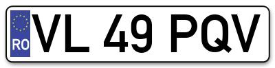 Placuta inmatriculare numar auto  VL-49-PQV, VL 49 PQV, VL49PQV