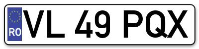 Placuta inmatriculare numar auto  VL-49-PQX, VL 49 PQX, VL49PQX