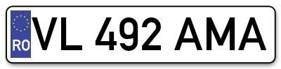 Placuta inmatriculare numar auto  VL-492-AMA, VL 492 AMA, VL492AMA