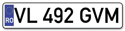 Placuta inmatriculare numar auto  VL-492-GVM, VL 492 GVM, VL492GVM