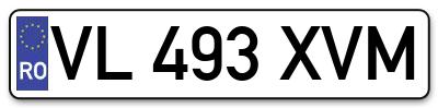 Placuta inmatriculare numar auto  VL-493-XVM, VL 493 XVM, VL493XVM