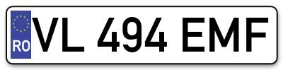 Placuta inmatriculare numar auto  VL-494-EMF, VL 494 EMF, VL494EMF