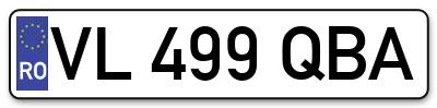 Placuta inmatriculare numar auto  VL-499-QBA, VL 499 QBA, VL499QBA