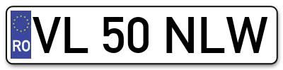 Placuta inmatriculare numar auto  VL-50-NLW, VL 50 NLW, VL50NLW