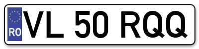 Placuta inmatriculare numar auto  VL-50-RQQ, VL 50 RQQ, VL50RQQ