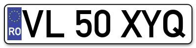 Placuta inmatriculare numar auto  VL-50-XYQ, VL 50 XYQ, VL50XYQ