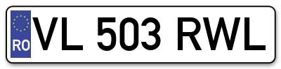 Placuta inmatriculare numar auto  VL-503-RWL, VL 503 RWL, VL503RWL