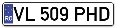 Placuta inmatriculare numar auto  VL-509-PHD, VL 509 PHD, VL509PHD