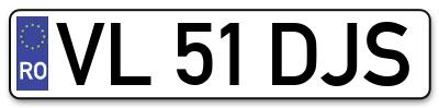 Placuta inmatriculare numar auto  VL-51-DJS, VL 51 DJS, VL51DJS