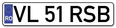 Placuta inmatriculare numar auto  VL-51-RSB, VL 51 RSB, VL51RSB