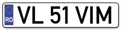 Placuta inmatriculare numar auto  VL-51-VIM, VL 51 VIM, VL51VIM