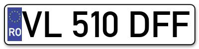 Placuta inmatriculare numar auto  VL-510-DFF, VL 510 DFF, VL510DFF