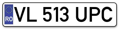 Placuta inmatriculare numar auto  VL-513-UPC, VL 513 UPC, VL513UPC