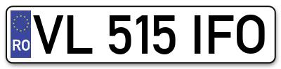 Placuta inmatriculare numar auto  VL-515-IFO, VL 515 IFO, VL515IFO