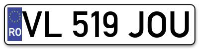 Placuta inmatriculare numar auto  VL-519-JOU, VL 519 JOU, VL519JOU