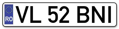 Placuta inmatriculare numar auto  VL-52-BNI, VL 52 BNI, VL52BNI