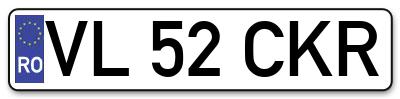 Placuta inmatriculare numar auto  VL-52-CKR, VL 52 CKR, VL52CKR