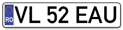 Placuta inmatriculare numar auto  VL-52-EAU, VL 52 EAU, VL52EAU