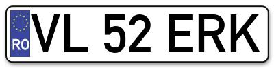 Placuta inmatriculare numar auto  VL-52-ERK, VL 52 ERK, VL52ERK