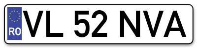 Placuta inmatriculare numar auto  VL-52-NVA, VL 52 NVA, VL52NVA