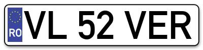 Placuta inmatriculare numar auto  VL-52-VER, VL 52 VER, VL52VER