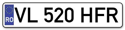 Placuta inmatriculare numar auto  VL-520-HFR, VL 520 HFR, VL520HFR
