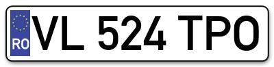 Placuta inmatriculare numar auto  VL-524-TPO, VL 524 TPO, VL524TPO