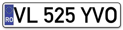 Placuta inmatriculare numar auto  VL-525-YVO, VL 525 YVO, VL525YVO