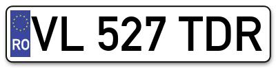 Placuta inmatriculare numar auto  VL-527-TDR, VL 527 TDR, VL527TDR