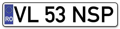 Placuta inmatriculare numar auto  VL-53-NSP, VL 53 NSP, VL53NSP