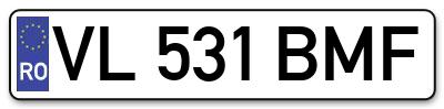 Placuta inmatriculare numar auto  VL-531-BMF, VL 531 BMF, VL531BMF