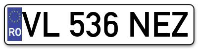 Placuta inmatriculare numar auto  VL-536-NEZ, VL 536 NEZ, VL536NEZ