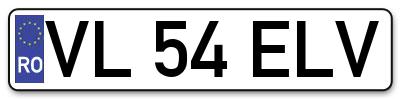 Placuta inmatriculare numar auto  VL-54-ELV, VL 54 ELV, VL54ELV