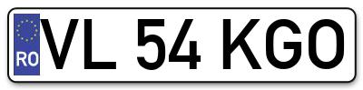 Placuta inmatriculare numar auto  VL-54-KGO, VL 54 KGO, VL54KGO
