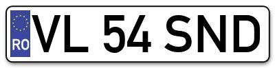 Placuta inmatriculare numar auto  VL-54-SND, VL 54 SND, VL54SND
