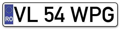 Placuta inmatriculare numar auto  VL-54-WPG, VL 54 WPG, VL54WPG