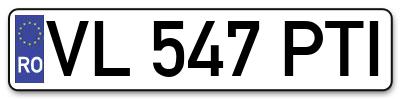 Placuta inmatriculare numar auto  VL-547-PTI, VL 547 PTI, VL547PTI