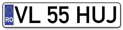 Placuta inmatriculare numar auto  VL-55-HUJ, VL 55 HUJ, VL55HUJ