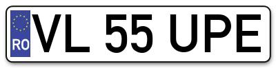 Placuta inmatriculare numar auto  VL-55-UPE, VL 55 UPE, VL55UPE