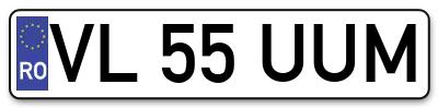 Placuta inmatriculare numar auto  VL-55-UUM, VL 55 UUM, VL55UUM