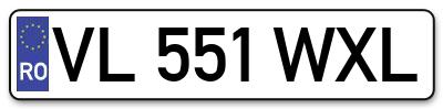 Placuta inmatriculare numar auto  VL-551-WXL, VL 551 WXL, VL551WXL