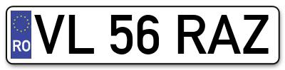 Placuta inmatriculare numar auto  VL-56-RAZ, VL 56 RAZ, VL56RAZ