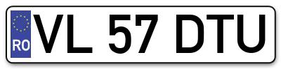 Placuta inmatriculare numar auto  VL-57-DTU, VL 57 DTU, VL57DTU