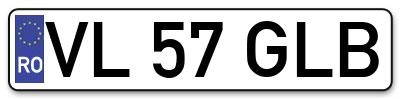 Placuta inmatriculare numar auto  VL-57-GLB, VL 57 GLB, VL57GLB