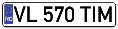 Placuta inmatriculare numar auto  VL-570-TIM, VL 570 TIM, VL570TIM