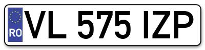 Placuta inmatriculare numar auto  VL-575-IZP, VL 575 IZP, VL575IZP