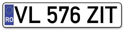 Placuta inmatriculare numar auto  VL-576-ZIT, VL 576 ZIT, VL576ZIT