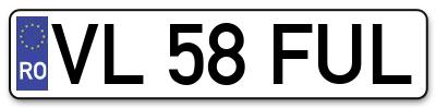Placuta inmatriculare numar auto  VL-58-FUL, VL 58 FUL, VL58FUL