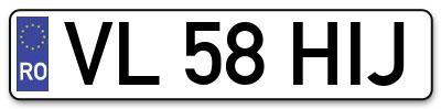 Placuta inmatriculare numar auto  VL-58-HIJ, VL 58 HIJ, VL58HIJ