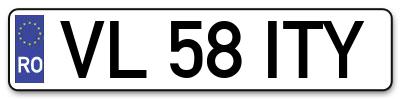 Placuta inmatriculare numar auto  VL-58-ITY, VL 58 ITY, VL58ITY
